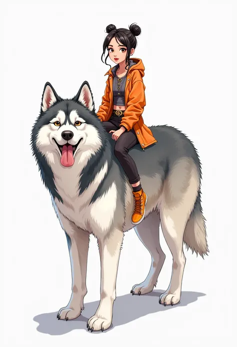 jianbi,A pet lover. Sitting on a giant Alaskan. Young women, stylish personalities, convey a sense of contrast between big pets and small humans.
The background of the illustration is white, providing a subtle contrast to the dark bold lines used to create...