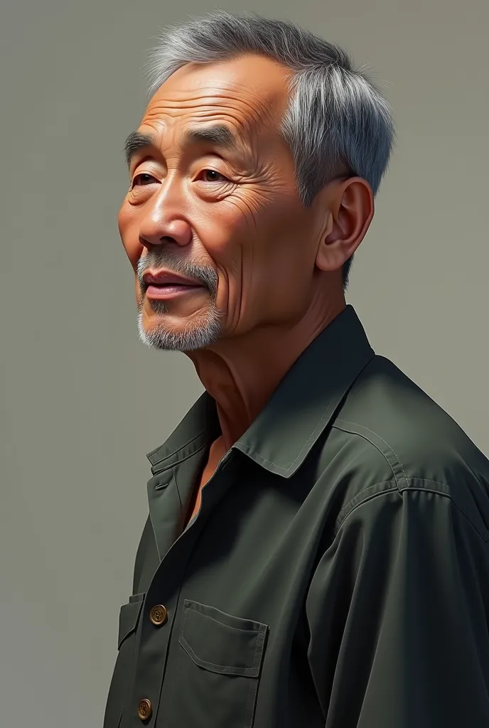 Create profile picture of Thai uncle, Asian, no beard, about 60, tall, 168, heavy, 75, very short hair.