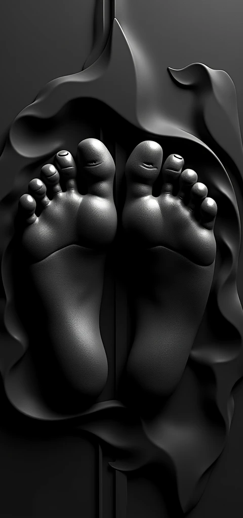 Fond d'écran noir avec des motifs de pieds féminin   noir inversé en 3d   incrusté en 3d en noir dans le fond 