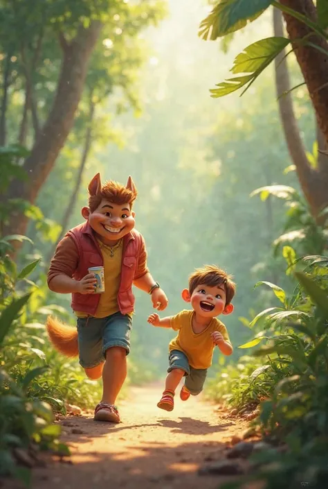 Rabbat took his ren to a beautiful jungle. Bachche khushiyon se udne lage aur rabbat ne unke saath khelna shuru kiya. Ve sabhi ek saath daudte, kept crying and laughing .
