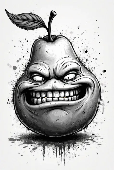 dope black and white fruit sour face cartoon for album