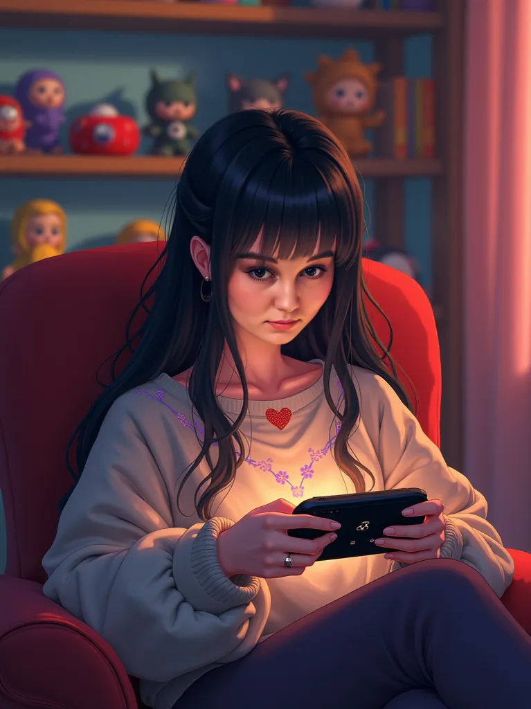 Kazakh anime girl playing a game