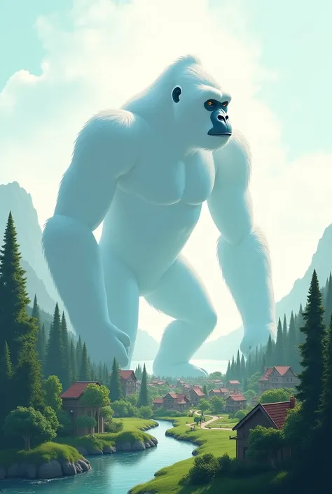 White sky gorilla , land town