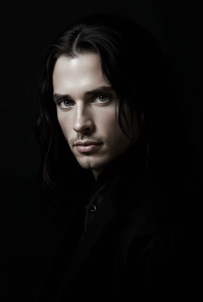 Hyperrealistic single large image of the character Aro, member of the Volturi clan from the Twilight saga, on black background.  gorgeous chiaroscuro  . dramatic lighting.
