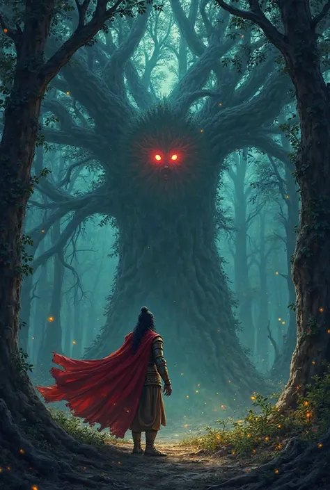 "As soon as King Vikramaditya, clad in his royal armor and a flowing red cape, answers Betal’s tricky question, Betal transforms into a swirling mist and flies back to the ancient tree. His eerie red eyes glow in the darkness as he vanishes into the night....