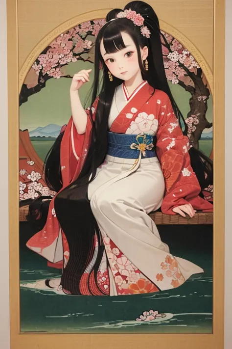  Ukiyo-e, cherry blossoms, princess