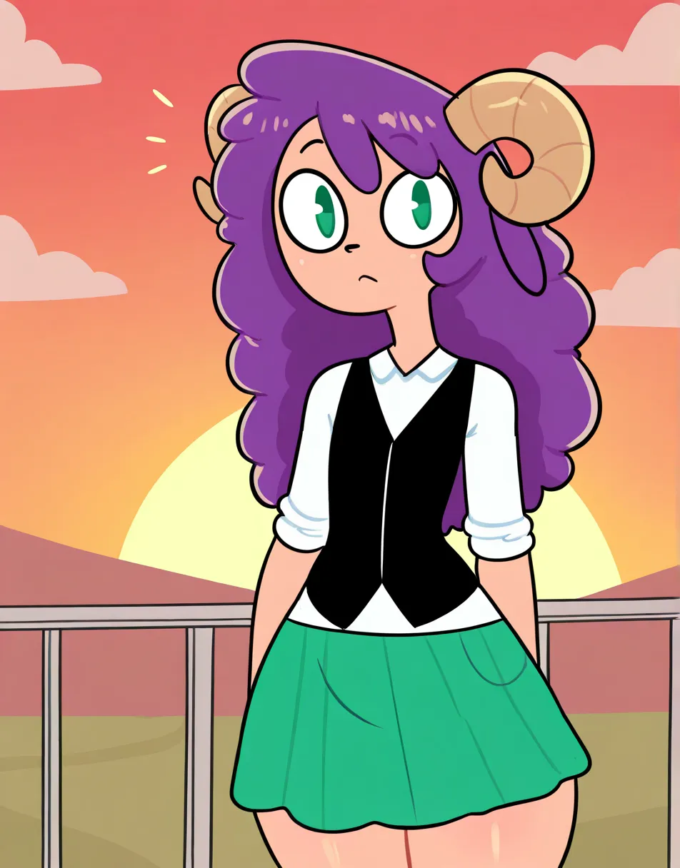 art from drawing red7cat, artist:рисунок red7cat, One,  Masterpiece , best quality, anthro,  fluffy wool, Anthropomorphic sheep boy ,  human face, sheep horns , fair skin , purple hair , green eyes ,  long hair hair hair  , disheveled hair , (19 years old)...