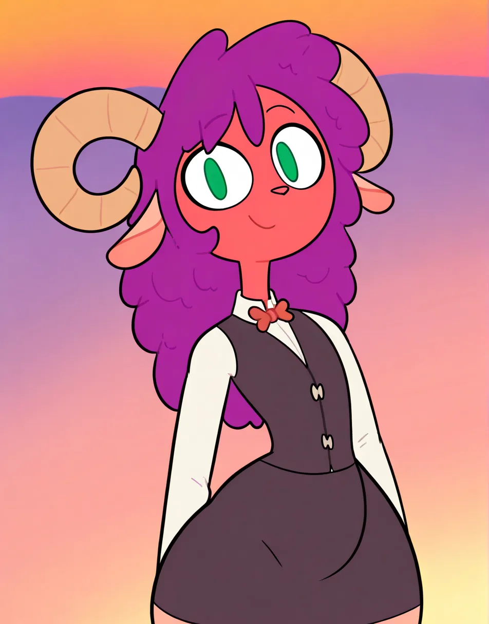 art from drawing red7cat, artist:рисунок red7cat, One,  Masterpiece , best quality, anthro,  fluffy wool, Anthropomorphic sheep boy ,  human face, sheep horns , fair skin , purple hair , green eyes ,  long hair hair hair  , disheveled hair , (19 years old)...