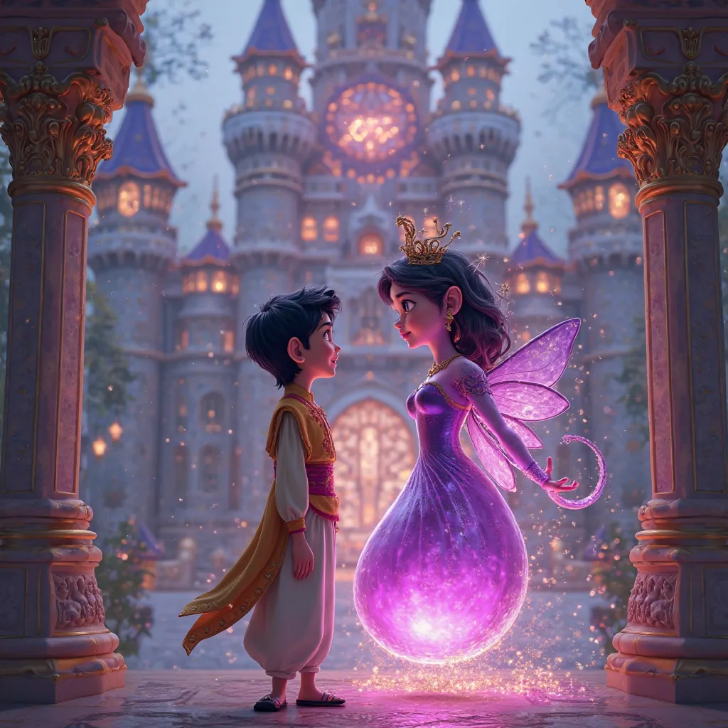 Aladdin and the eggplant fairy who live in the 1 billion yen castle and the XofZ sign　
Realistic