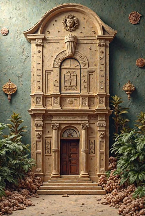 Create an image where a large cardboard is decorated with elements or decorative things that represent something about the history of the bank {x} Create an image where a large cardboard is decorated with the central bank of Honduras in 3d on the bottom in...