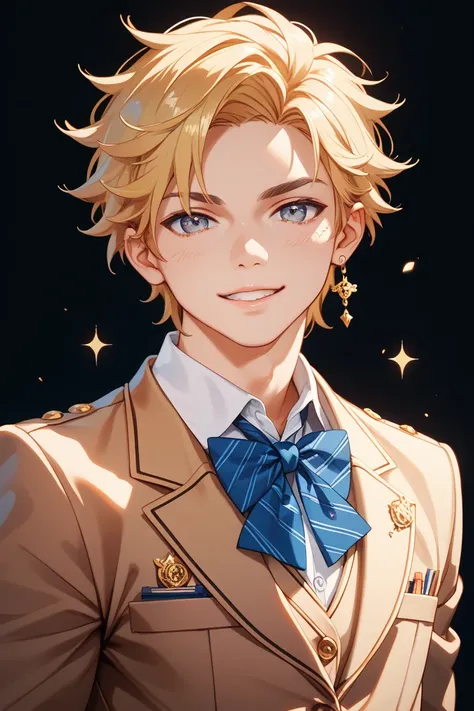 Illustration of a boy wearing a uniform with black and gold hair that can be used as an SNS icon
