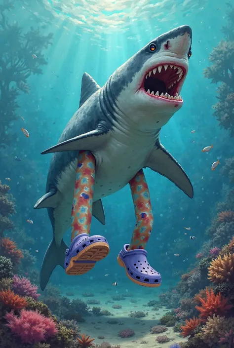 add crocs to the shark's legs