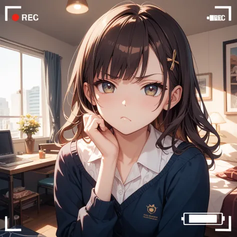 nsfw、mosaic,best quality, very aesthetic, ultra-detailed, best illustration、cute elementary school girl raising her mouth、（（is young））、dark brown hair、The length of hair slightly longer than the shoulders、 love hotel room、 with my mouth slightly raised、Rec...