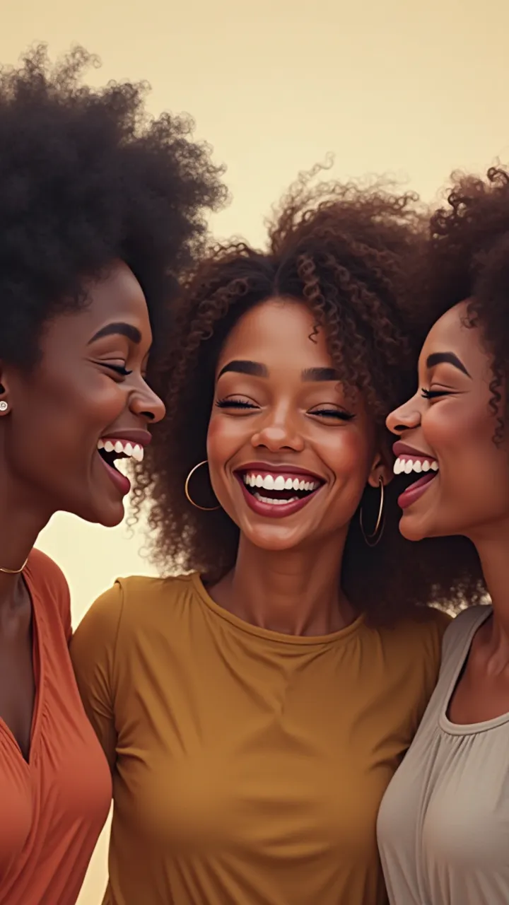 Three young black women are laughing 