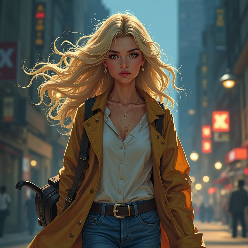 (((modern digital illustration))),(((Luis Royo style))),details,high quality 8k,masterpiece,a very beautiful young woman,blonde,She packed her dreams in a travel bag,
She left her fears in the dark of the night,
With the road ahead and fire in her eyes,
Sh...