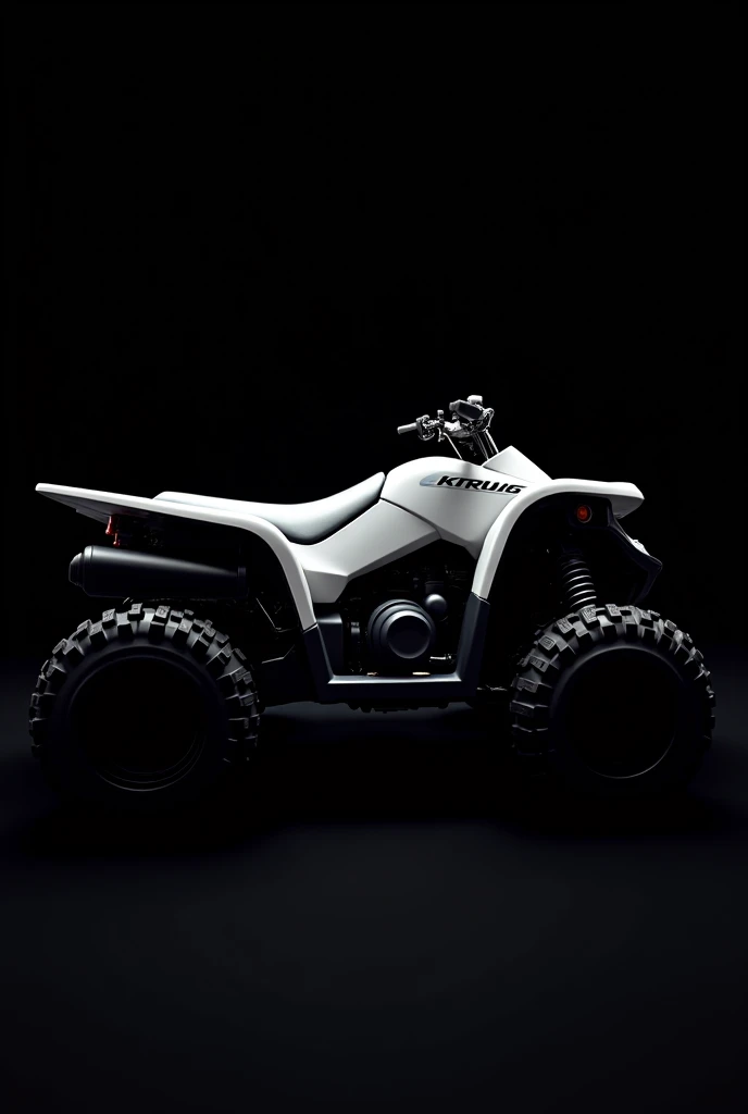 Create a 2D picture of a white atv buggy on a black background 