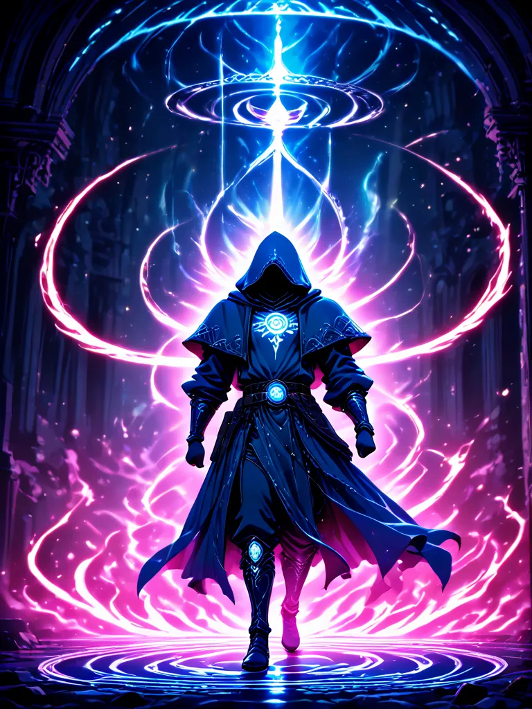 Waiting at the Portal Between Worlds

((Highly detailed, fantasy illustration, glowing ethereal lighting)), A hooded figure stands before a massive, glowing portal, waiting for someone to step through. The swirling energy crackles with ancient power, casti...