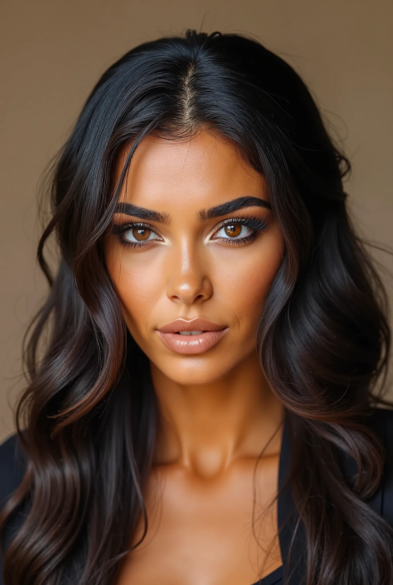  photorealistic, high-resolution portrait of a 22-year-old Moroccan woman with an ultra-matte, deep golden-olive complexion, embodying the essence of North African beauty. Her skin tone is intensely rich and warm, absorbing light rather than reflecting it,...