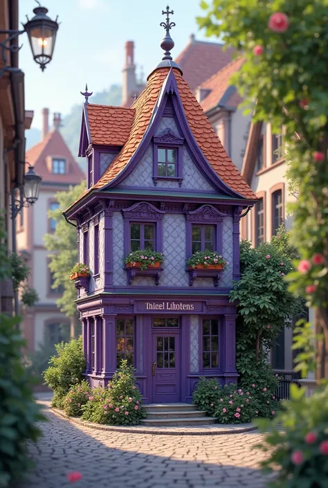 Create image of small purple house in old vienna style