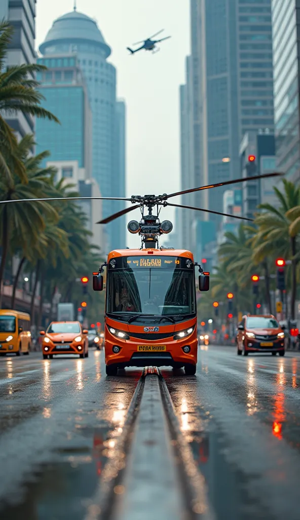 Real picture Indonesia public transport car helicopter camera close up