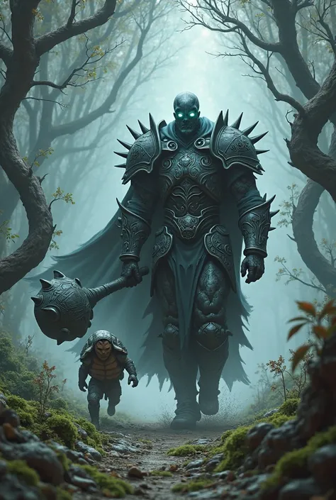 I want a Death Knight with a Big Mace in two hands and walking with a DnD turtle who is a monk