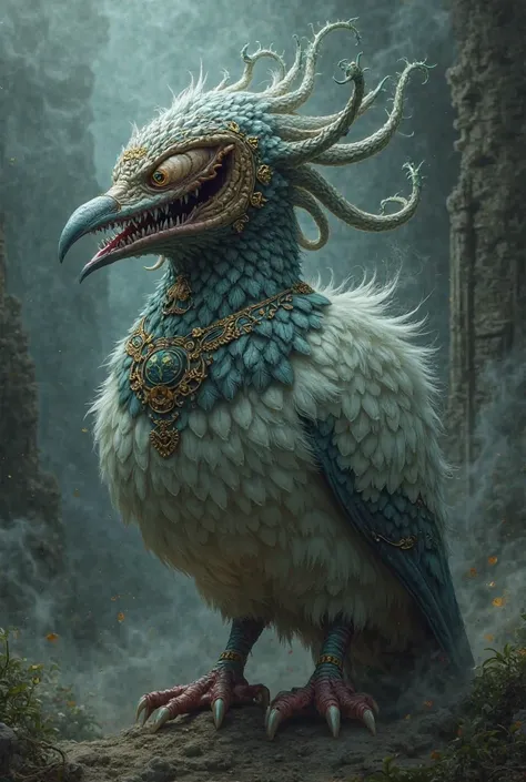 A pigeon with the head of Cthulhu