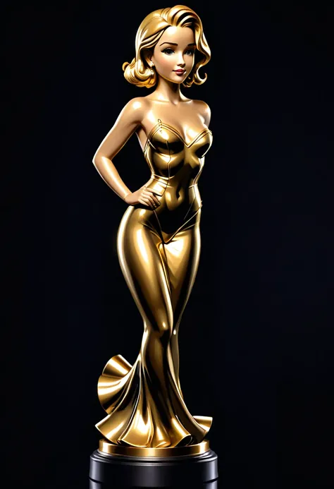 Life-size female statuette of the Hollywood Oscars, gold-plated 