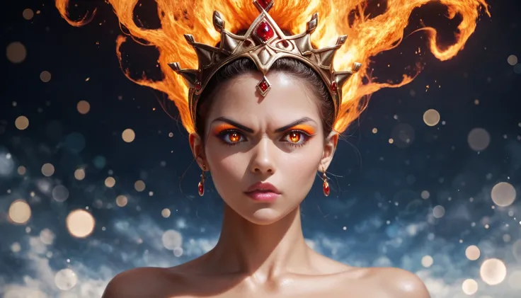 score_9, score_8, score_7, full body shot of dragons queen with focusing on her eye which look like a dragon eye, dark and angry eye, fire in the eye, detailed skin texture, magical black pupil with detaled gold fiery teepee, beautiful woman that rule drag...