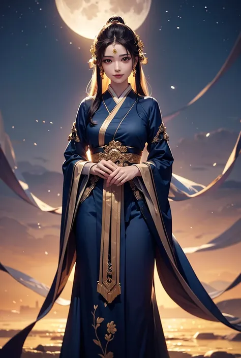  Tsuki Yomime,Exquisite Moon God,Face elegant and moving,Wearing gorgeous clothes,Mellow,Dwelling in the tranquil Moon Palace,Surrounding the moonlight,Surrounding peace and tranquility,background floating clouds,Magic light shadow Shining,4K high resoluti...