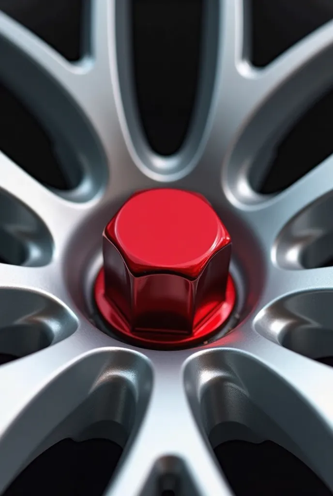 Red lug nut on silver rims