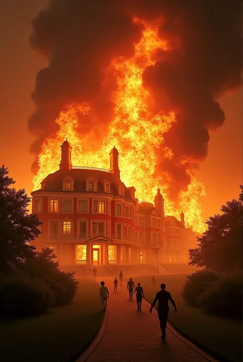 Houses and mansions on fire