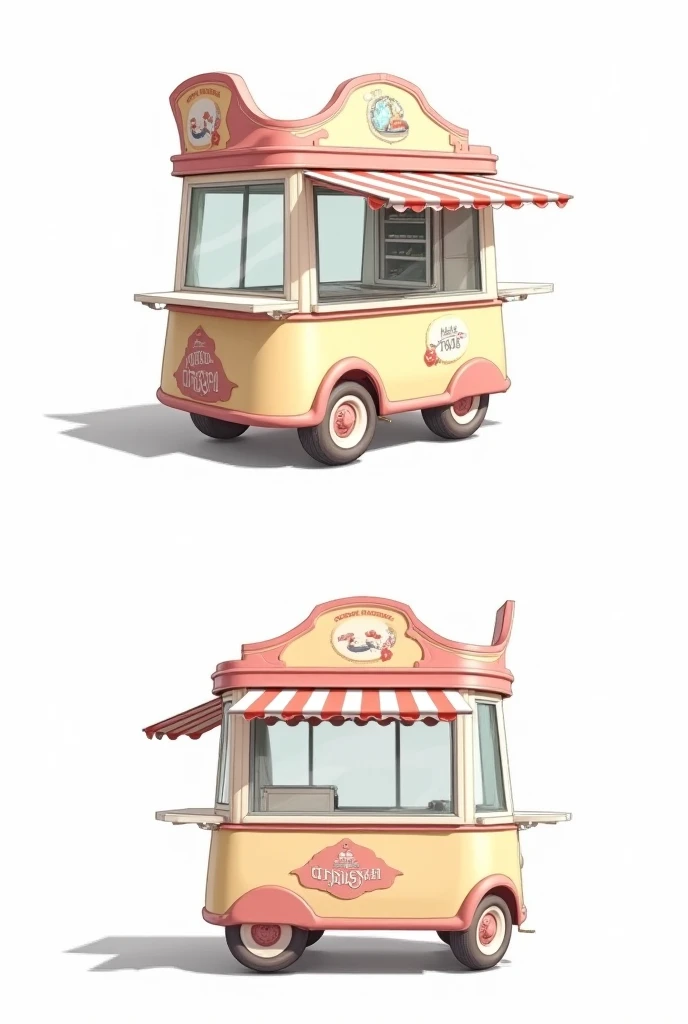 Ice cream cart front view & back view layout drawing