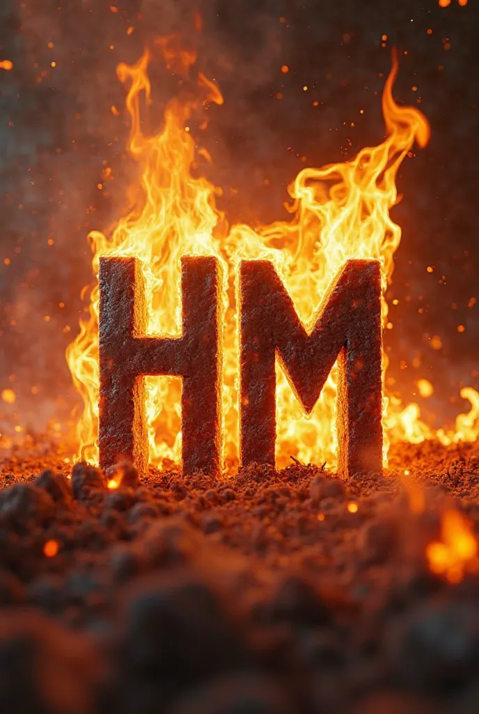 Do something stylish with the letters HM combined with fire 