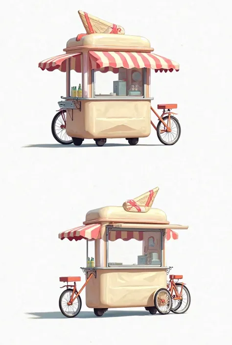 Ice cream cart front view & back view layout drawing