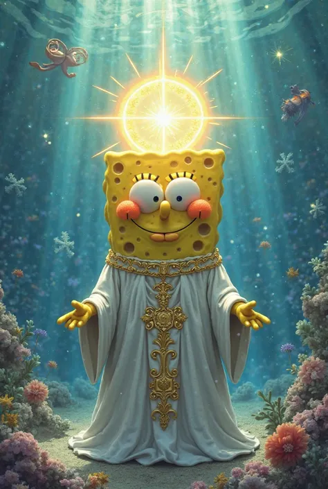 Make a drawing on the theme HOLY x SpongeBob SquarePants