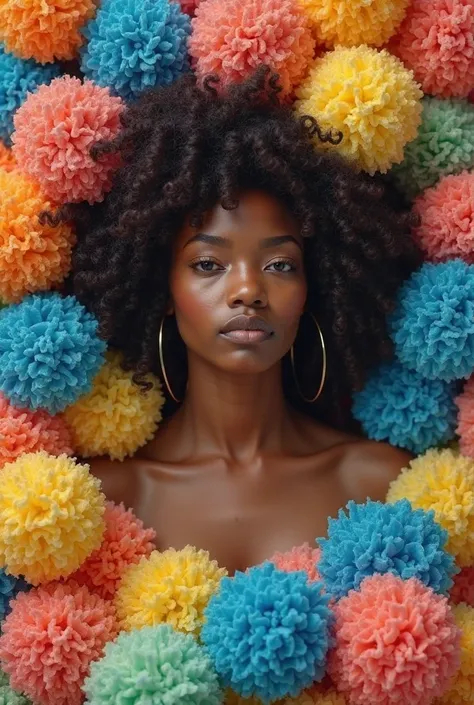 Lighter skinned black woman soaked with sponges 