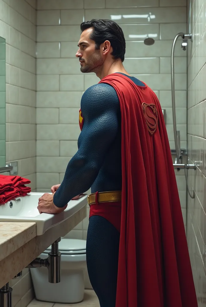 Superman wipes his ass in the toilet