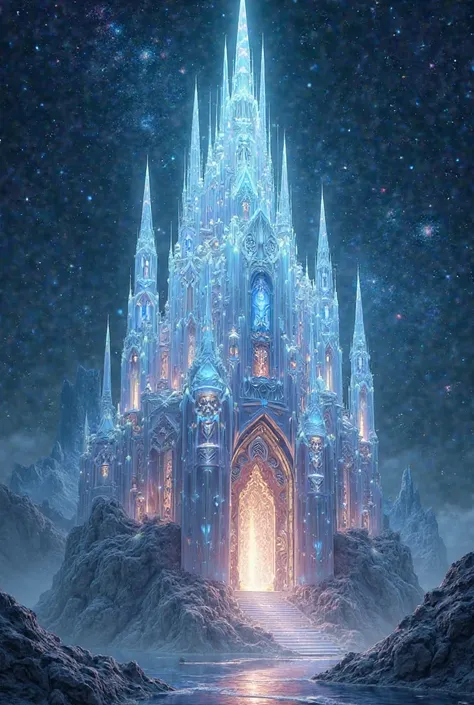 I would like to be created a crystal castle based on stars. In other words, it is a castle that has a star in the center or its structure is in this shape. 