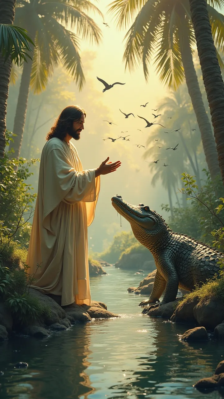 Jesus Christ and the crocodile 