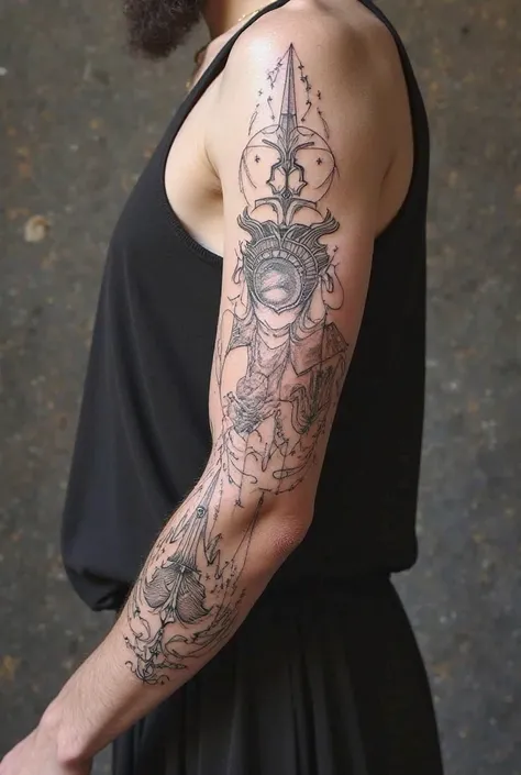 Here’s a precise command you can give to a tattoo artist or AI design tool for a minimalistic Greek mythology-themed sleeve tattoo:

“Create a minimalistic Greek mythology sleeve tattoo design using fine-line art and geometric elements. The design should i...