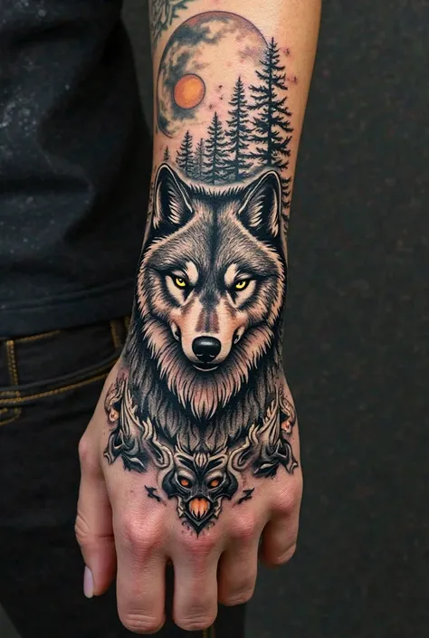 Design wolf tattoo for hand 