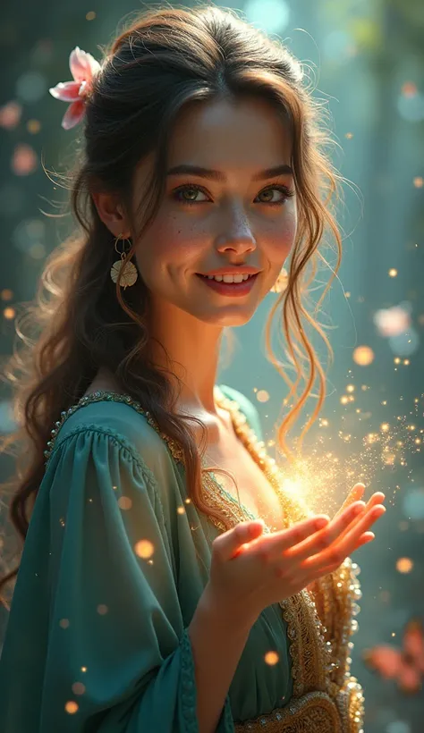 Mage
cute and beautiful woman　Smiling
fantasy　sparkle
