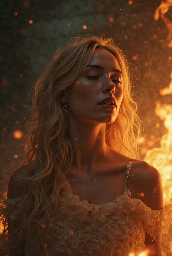 Beautiful girl faints in the fire