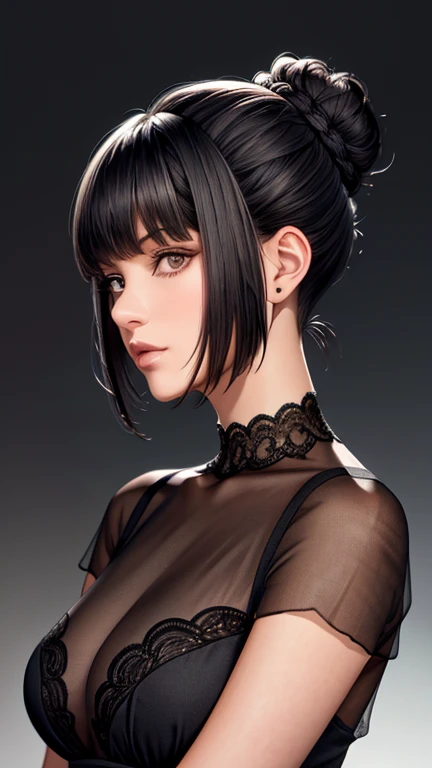 （（（Black Hair,  short hair details,  Over Bangs , bun hair, that&#39;that&#39;It's great to be single, Blue Eyes, Japanese Clothes,  blue kimono, bathrobe, Floral, band, Inner Strength,  LONG SLEEVE, Wide Sleeve, big crotch， S shaped body :1.5））），((masterp...