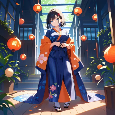  black hair、Beauty、Big Breasts、2D、yukata、Japanese、Like Japanese anime characters、Please generate only the upper body、emphasizes breasts、Hi-Res、masterpiece、 do not generate the lower body 