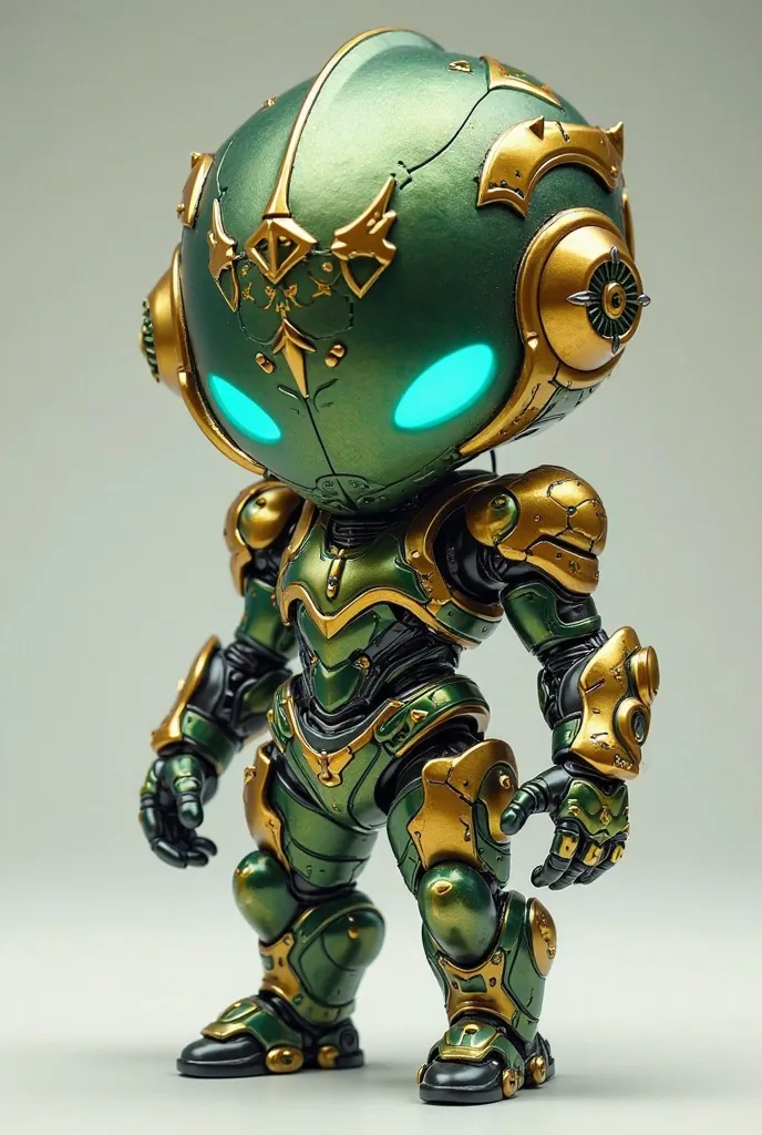 " A futuristic chibi character representing Erion ,   Ants are modeled characters、A futuristic chibi-style character representing Erion。technical、Full Body 、It is completely frontal  . Erion is an ancient Titan ,  Mainly with metallic green and gold armor ...