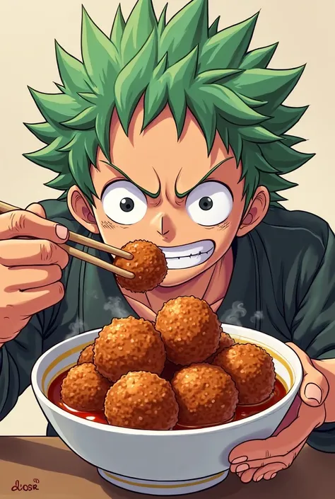 Icon with meatballs with sauce and Zoro and AOSR writing