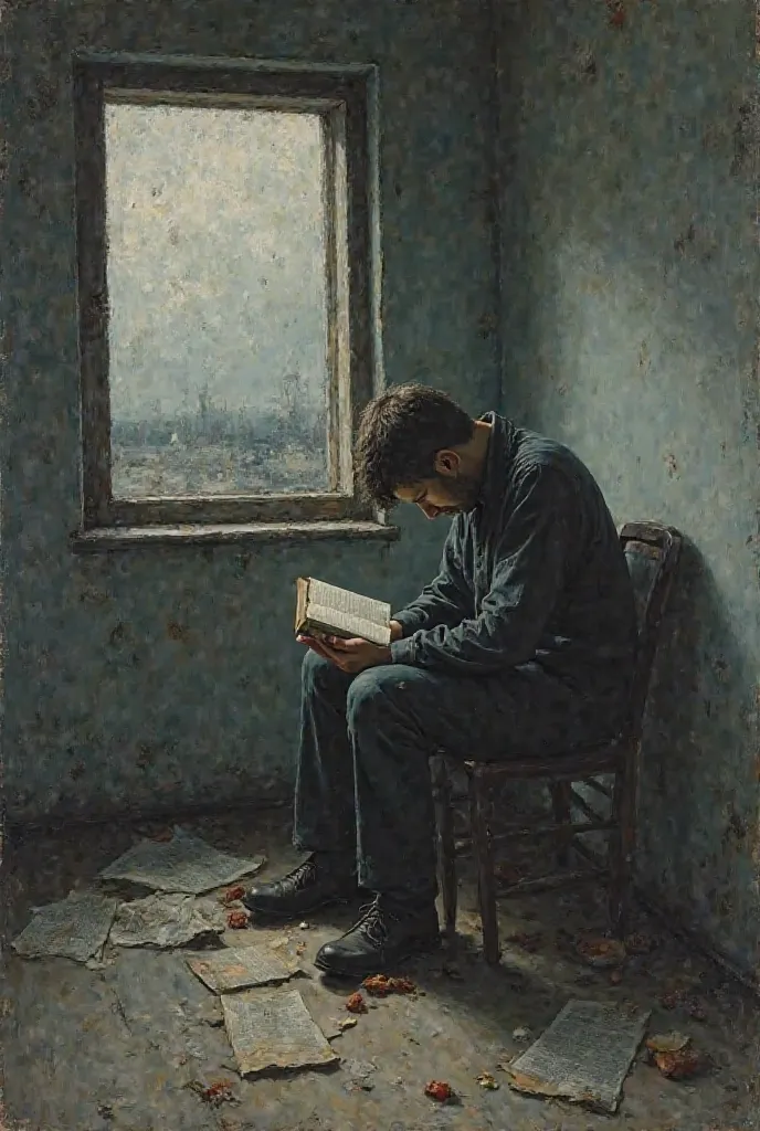 based on the work The Sadness of Loneliness by Van Gogh, represents exclusion due to lack of reading 