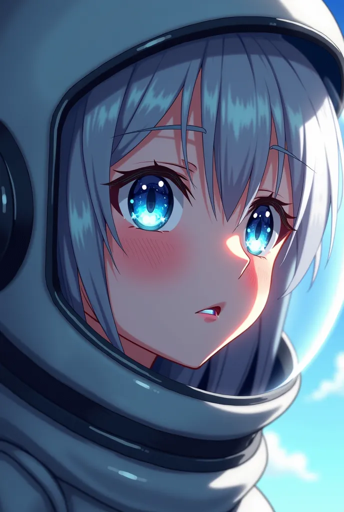  fantasy anime Close-up of the best masterpiece :1.5)0.9], (Space and astronauts:1.2) (Loose silver hair:1.1) (heterochromia: xanthochromia and blue eyes:1.2) (Space helmet:1.0) ( Colored stars in the eyes:1.0) (Shining light:1.1) (full lips:0.9). (((A fra...