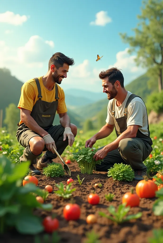 CR7 and Lionel Messi are growing vegetables